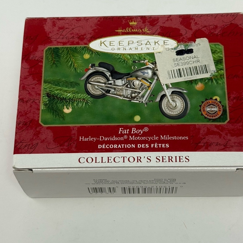 Vintage 2000 Hallmark Harley Davidson Fat Boy Motorcycle Keepsake Ornament